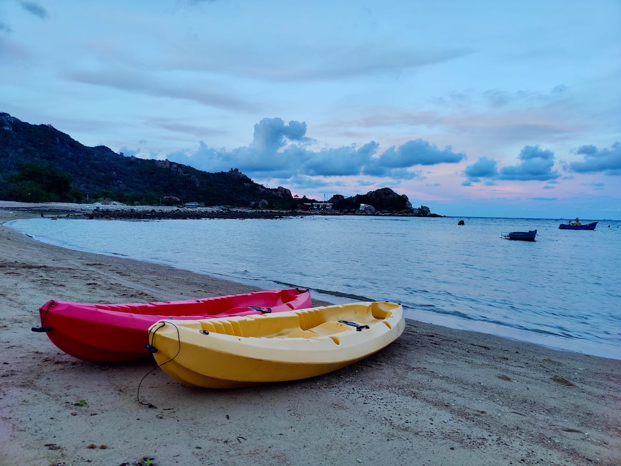 Kayak For Rent In Front Of Hang Rai Beach With Sunset